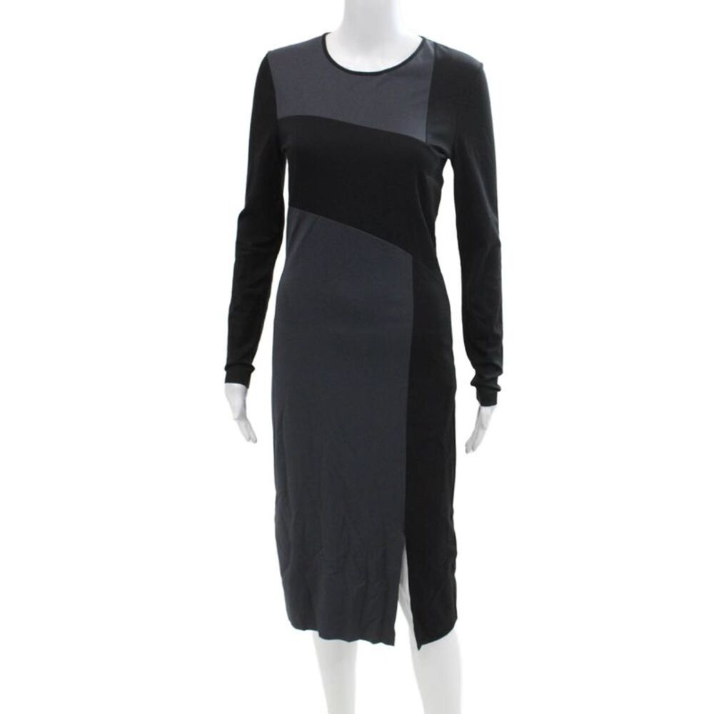 Dagmar Womens Long Sleeves Mid Calf Body Con Dress Black Grey Size EUR 36